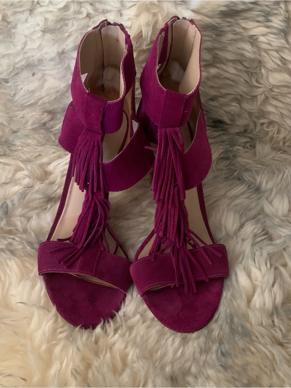 Via Spiga Eilish Fringe T Strap High Heel Sandals size 8M